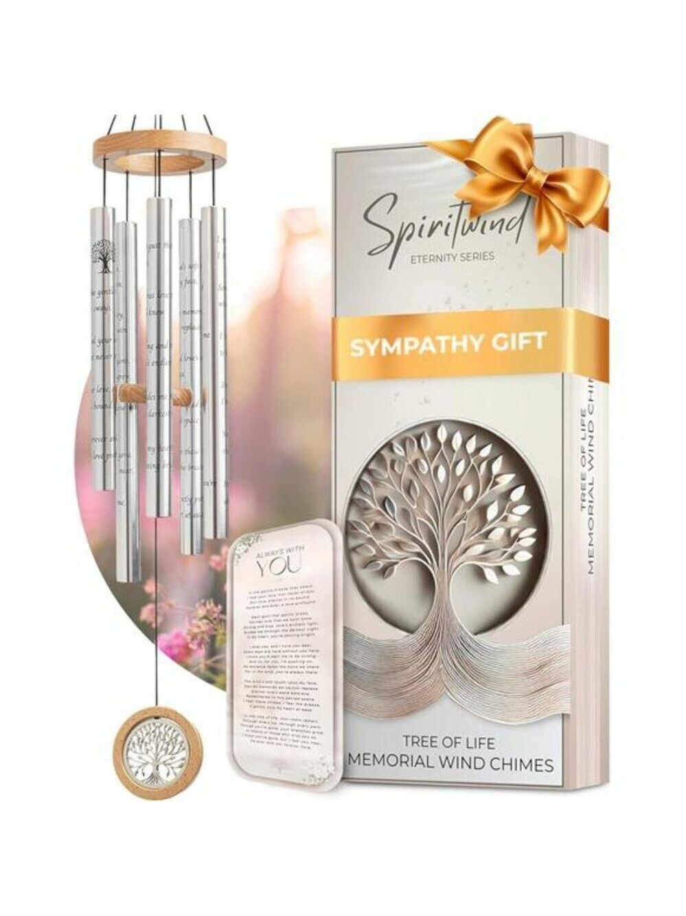 Tree of life memorial sympathy wind chimes outdoor garden decor gift for loss